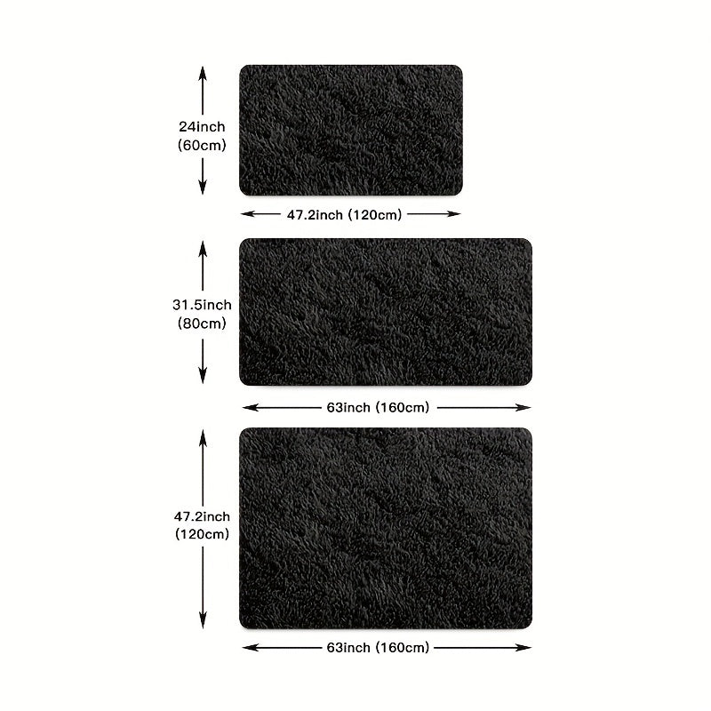 Black Shaggy Area Rug for Bedroom and Living Room Non-Slip Plush Carpet