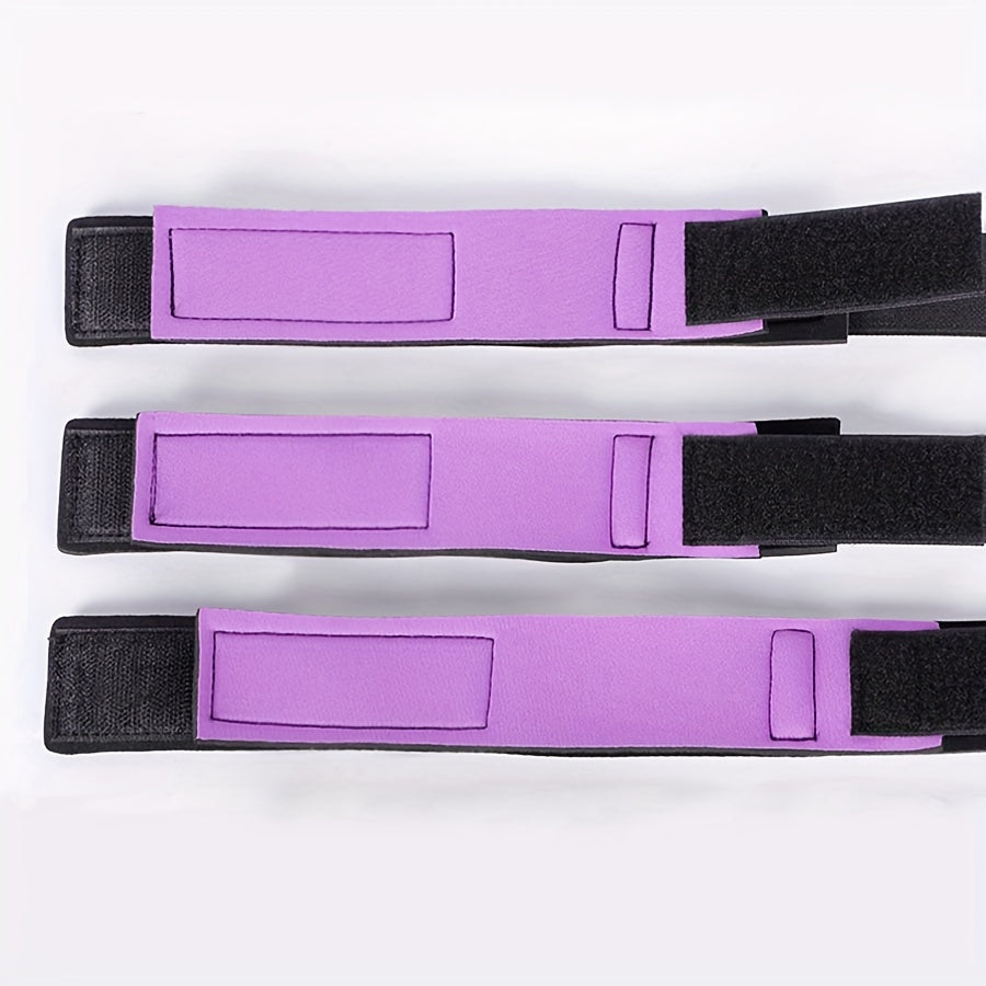 Kattalar uchun bog'lash to'plami, qo'l va oyoq uchun mahkamlagichlar bilan, qora va binafsha, yumshoq material