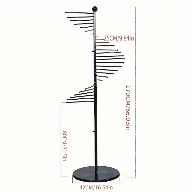 Gold Metal Display Stand for Scarves Ties Belts Rotating Home Organization