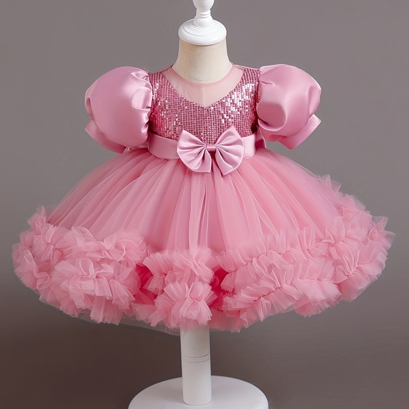 Girls Sequin Tutu Dress for Birthday Party with Ruffle Mesh Skirt and Belt