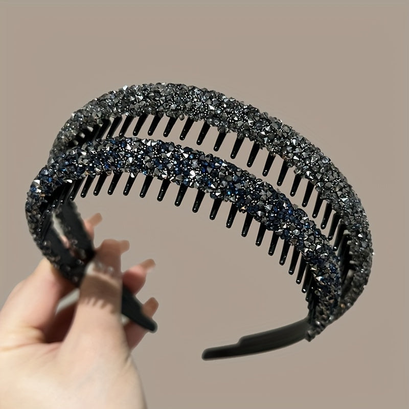 Full Diamond Hairbands with Teeth Anti-Slip for Face Washing and Makeup