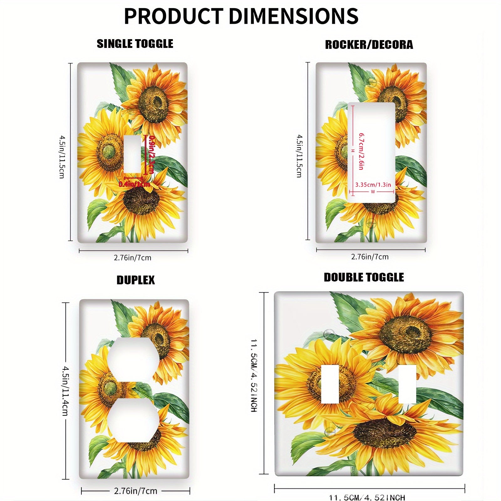 Watercolor Sunflowers Light Switch Cover for 1 or 2 Gang Switches