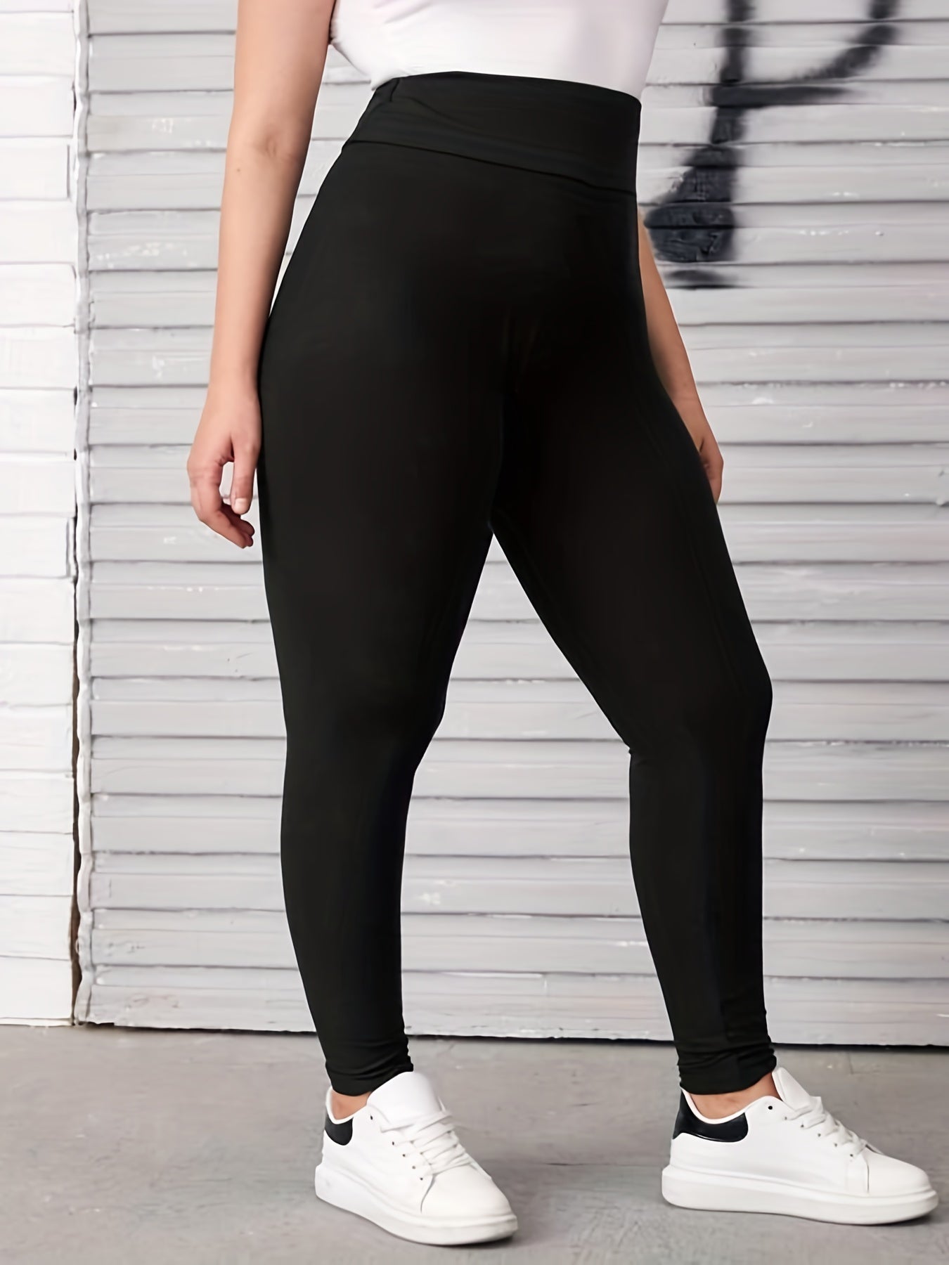 Plus Size Black High-Waisted Ultra-Stretch Skinny Leggings for Women