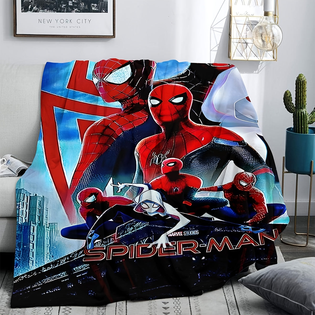 Spider-Man Themed Decorative Blankets for Bed Couch Travel Polyester Knitted