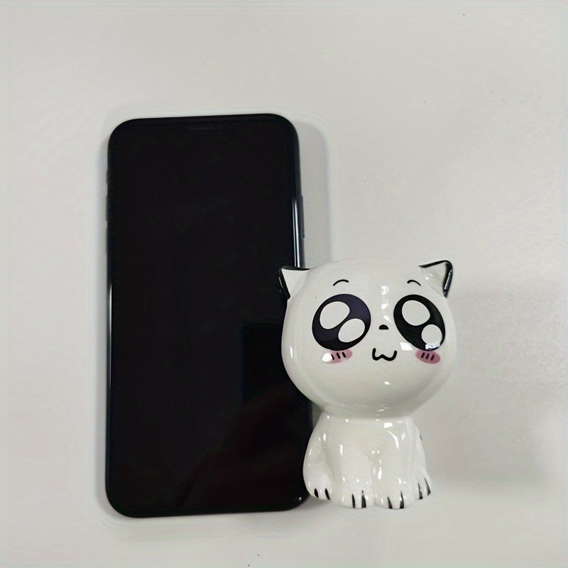 Mini Ceramic Cat-Shaped Flowerpot for Desk Decoration and Science Education Gift