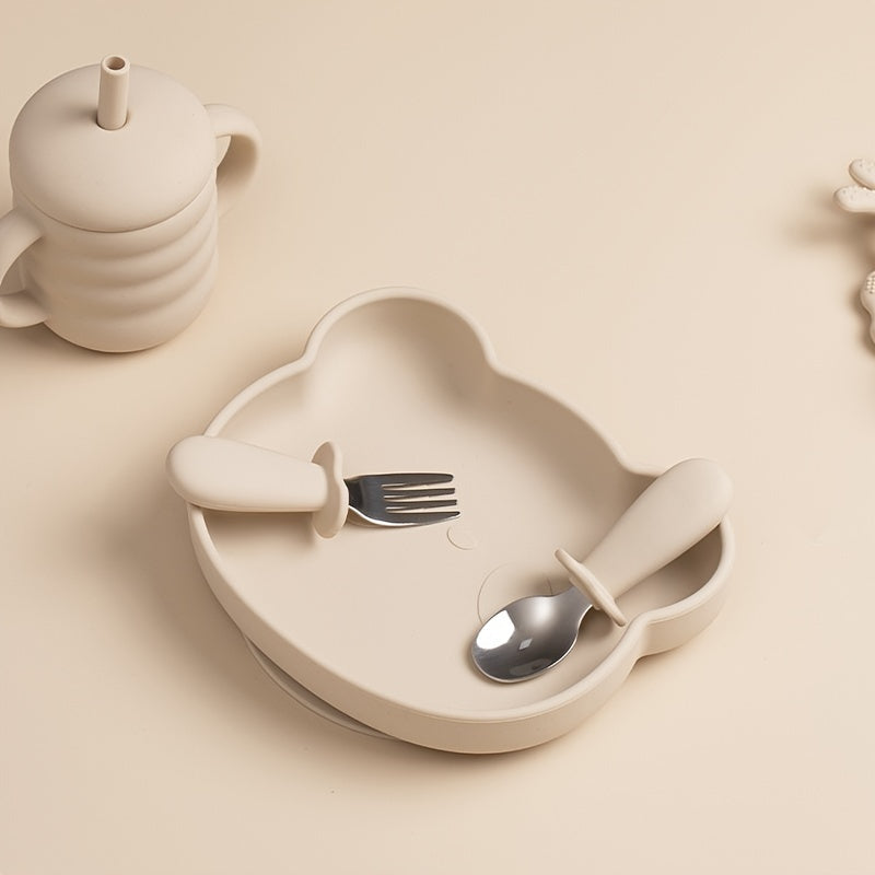 2 ta bolalar qoshiq va vilkalar to'plami, mustahkam ranglarda, zanglamaydigan po'lat va silikon materialidan tayyorlangan - bolalar uchun mukammal idish-to'plam, chaqaloq ovqatini berish uchun ideal