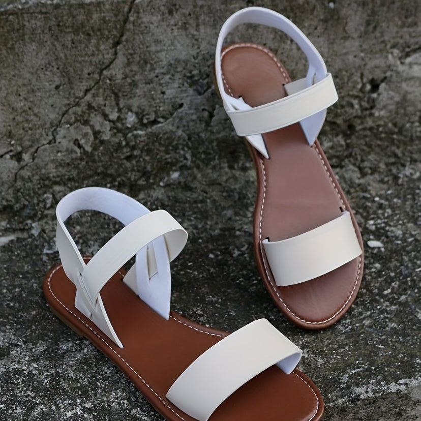 Women's PVC Flat Sandals Casual Ankle Strap Minimalist Outdoor Shoes