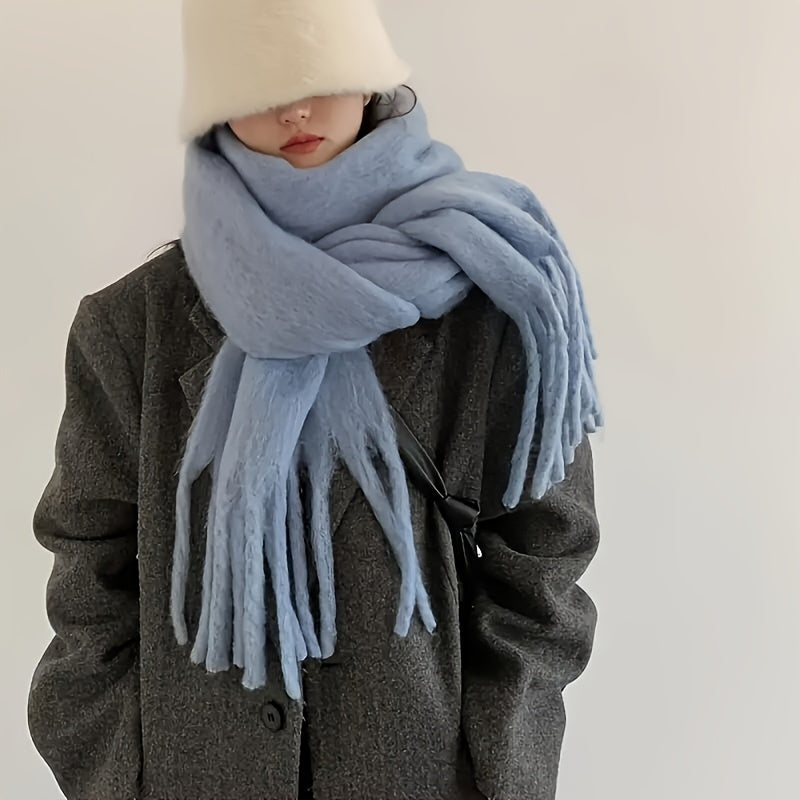 Women's Boho Style Polyester Scarf Coarse Knit Warm Windproof Multi-Functional Fashion Accessory