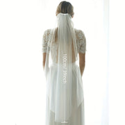 White Black Tulle Bridal Veil with Comb Single Tier for Weddings