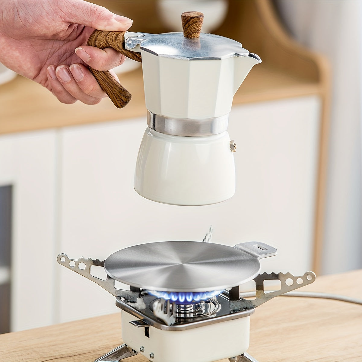 Placa difusora de calor de acero inoxidable con mango desmontable para cocinas de gas y de inducción