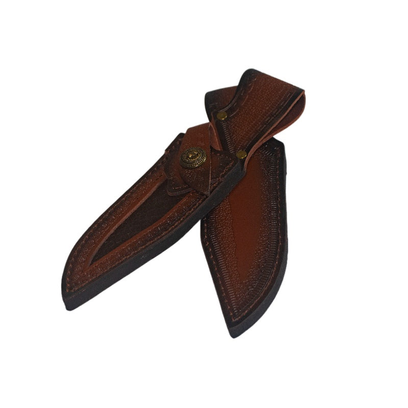 Leather Knife Sheath with Belt Loop Dual-Layer Cowhide Protector for Camping Kitchen