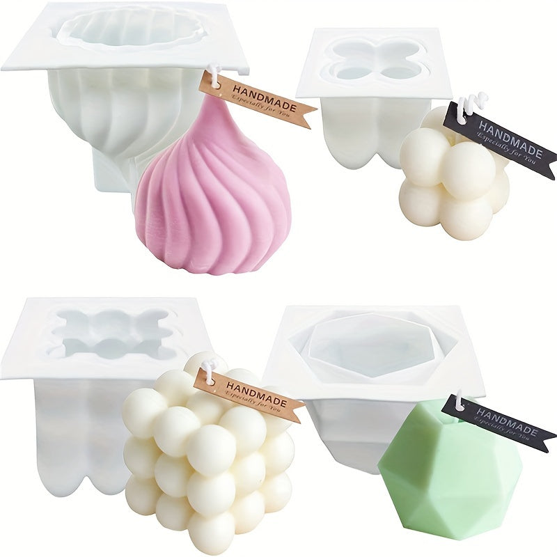 Silicone Candle Mold Set for Plaster Resin and Clay 4-Piece