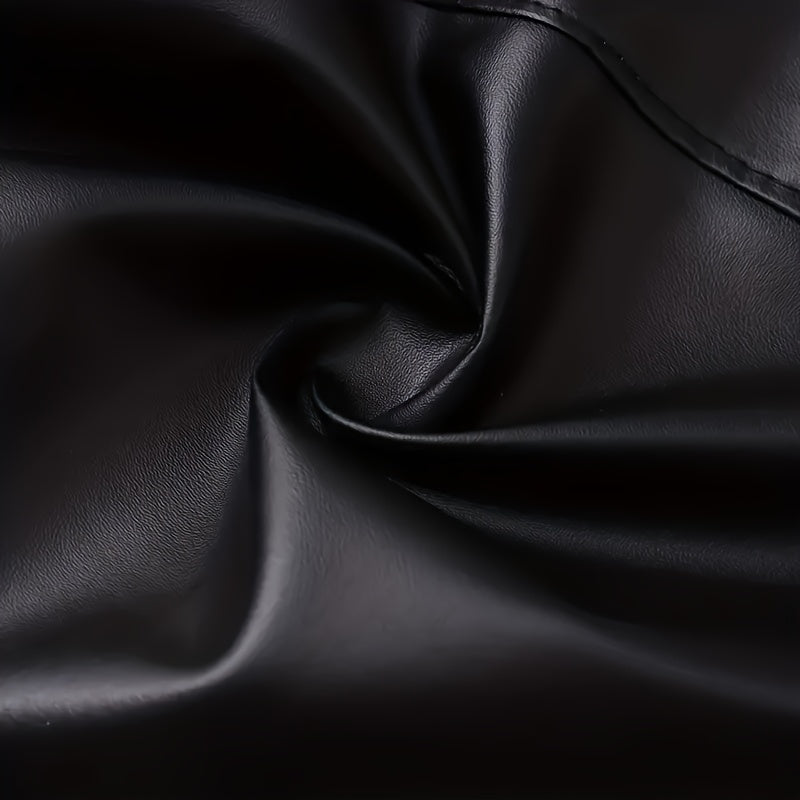 Faux Leather Polyester Apron Waterproof Oil-Proof Adjustable Neck Pocket for Cooking BBQ Barber Black Red