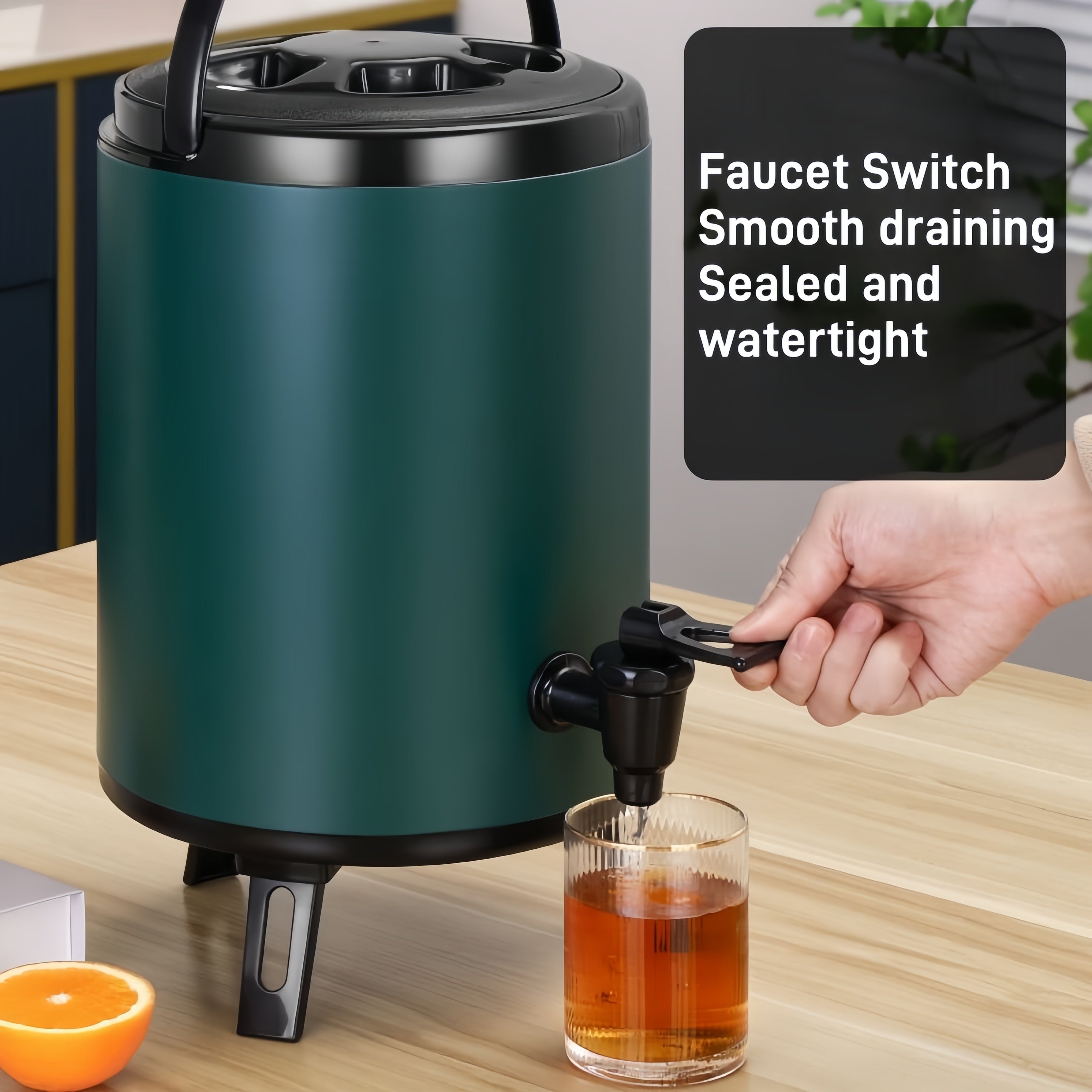 Double Layer Stainless Steel Insulated Bucket with Faucet 6-10L Beverage Cooler