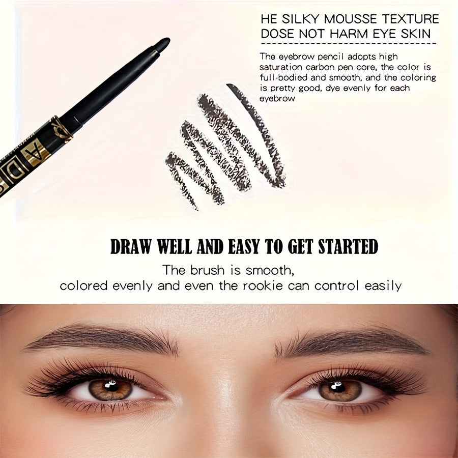 3pcs Black Waterproof Eyeliner Pencils Smudge-Proof Easy Twist Application