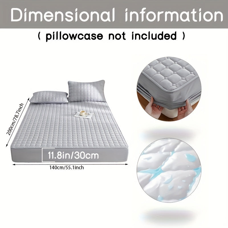 Solid Color Quilted Fitted Sheet Waterproof Thickened Breathable Fabric Fits Mattresses 5-27cm
