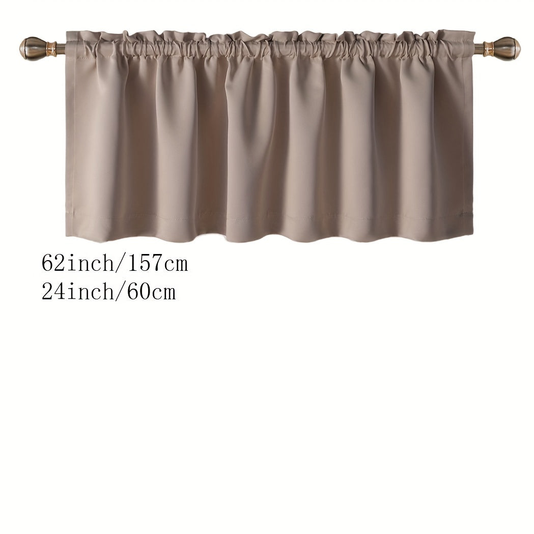 Blackout Insulated Rod Pocket Window Valance for Kitchen Black