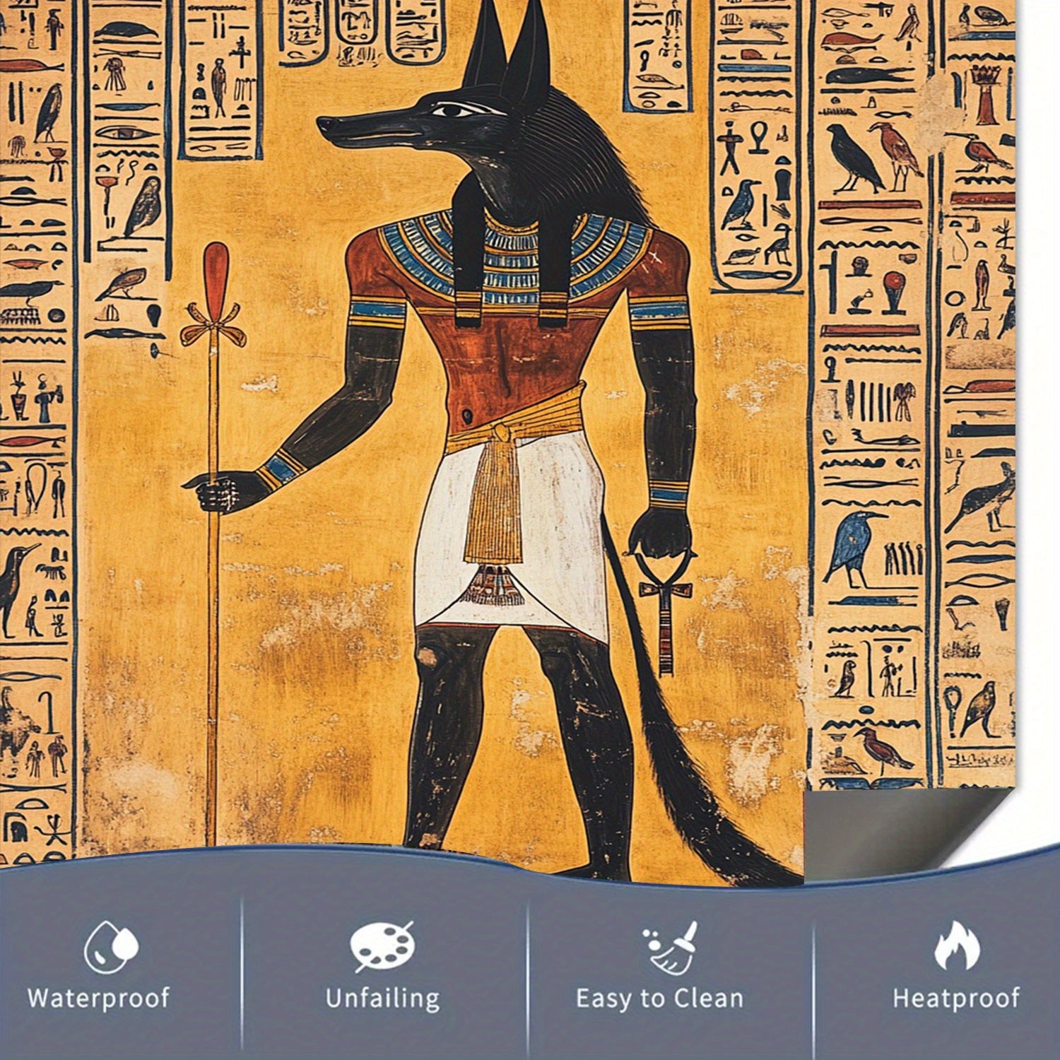 Misr Xudosi devor san'ati magnit, suv o'tkazmaydigan PVC metall paneli stiker, hieroglifli bezak