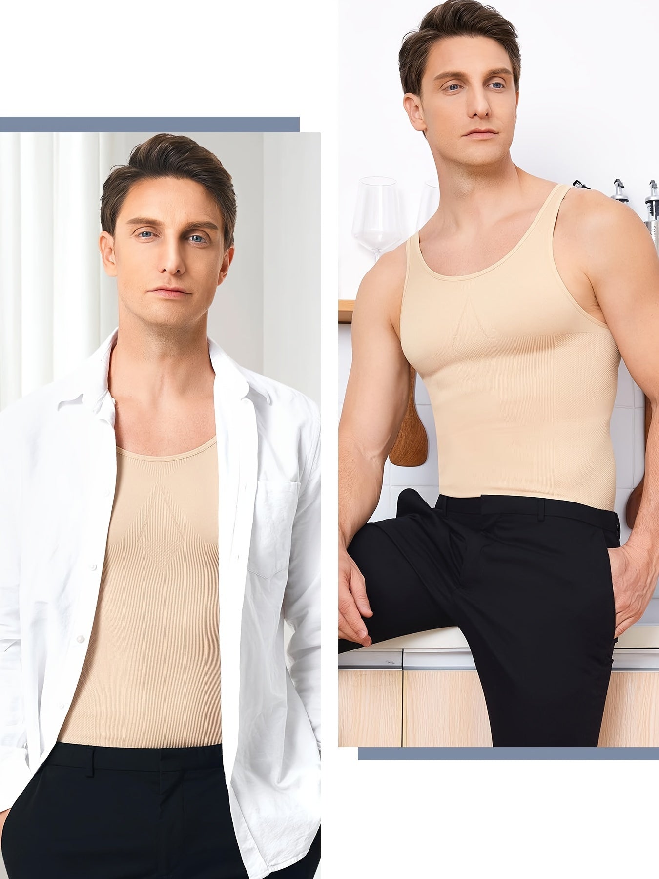 Men's Slimming Body Shaper Tank Top Breathable Nylon Spandex Sleeveless Off-Shoulder All-Season Fitness