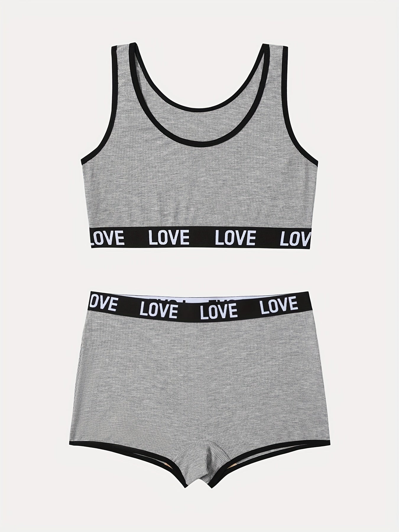 Women's Breathable Letter Print Lingerie Set with Bra Tank Top and Panties