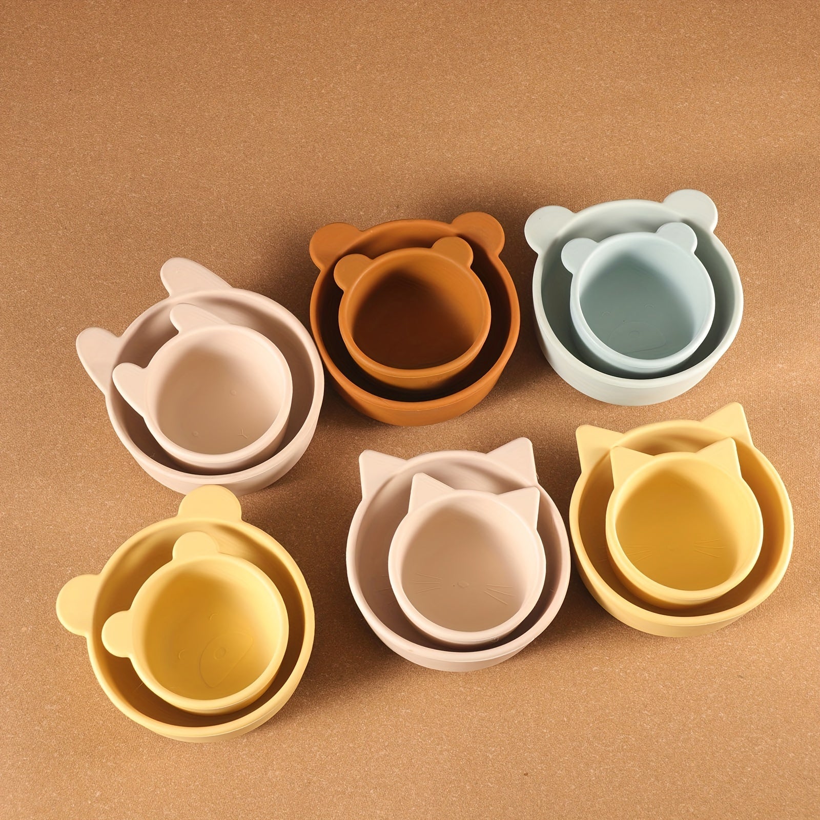 Kids Silicone Feeding Set with Bear-Shaped and Snack Bowls BPA-Free Food-Grade Safe