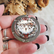 Portable Folding Purse Hook Table Accessory with Christmas Village Snow Scene Design
