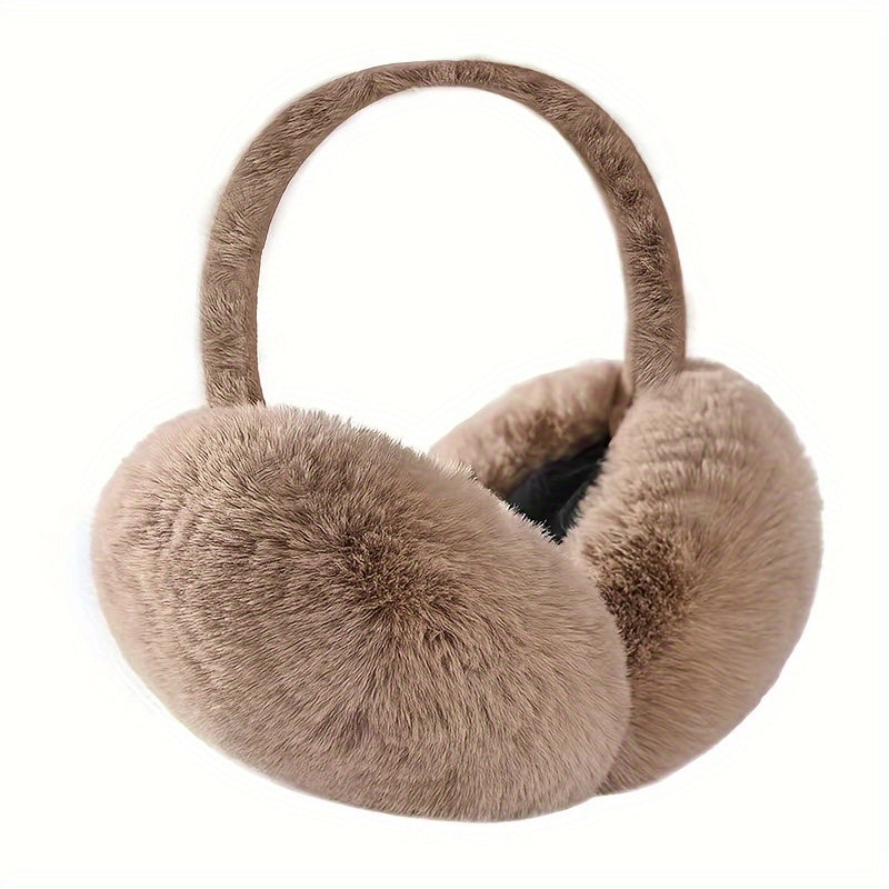 Winter Warm Plush Earmuffs for Women Windproof Foldable Ear Warmer Cozy Polyester