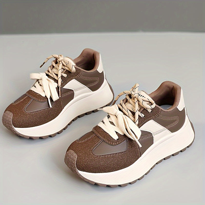 Women's Casual Sneakers with Chunky Soles and Rubber Outsole