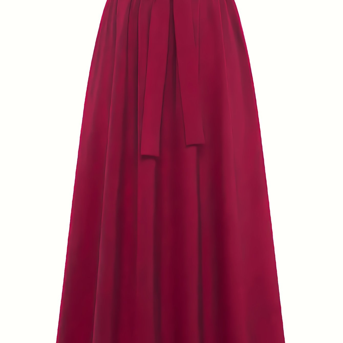 Women's Green Polyester Midi Skirt with Tie Detail for Spring Summer Machine Washable