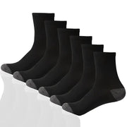 Men's Mid-Calf Athletic Socks Black 10 Pairs Breathable Polyester Ribbed Cuff