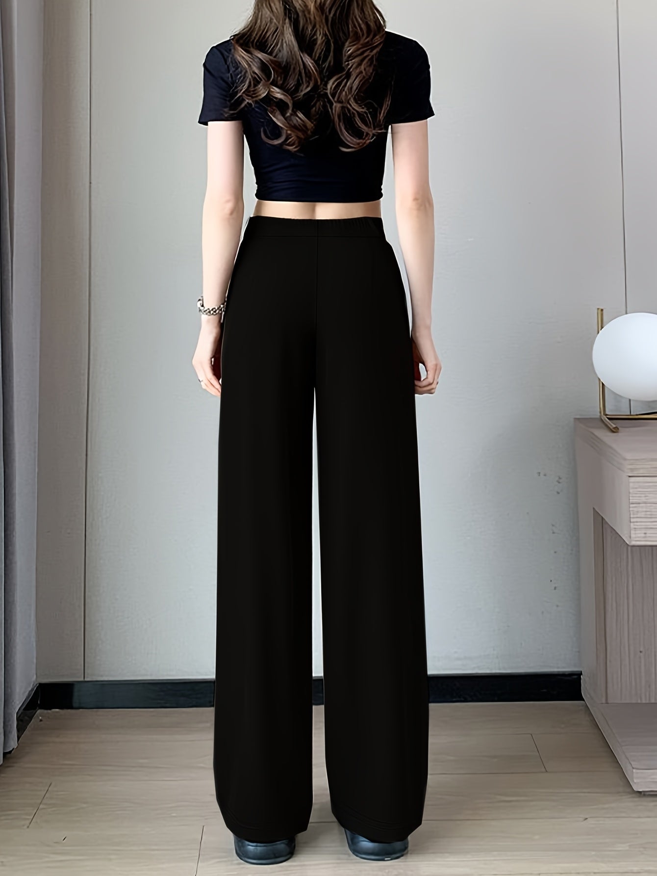 Women's Polyester Straight Leg Pants Solid Color Spring Fall Fashion