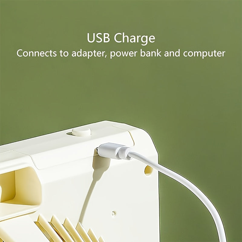 Portativ Mini USB qayta zaryadlanadigan stol ventilyatori, tugma boshqaruvi bilan, mustahkam plastik materialdan tayyorlangan, ichki va tashqi foydalanish uchun ideal, bir nechta komponentlar bilan birga keladi.