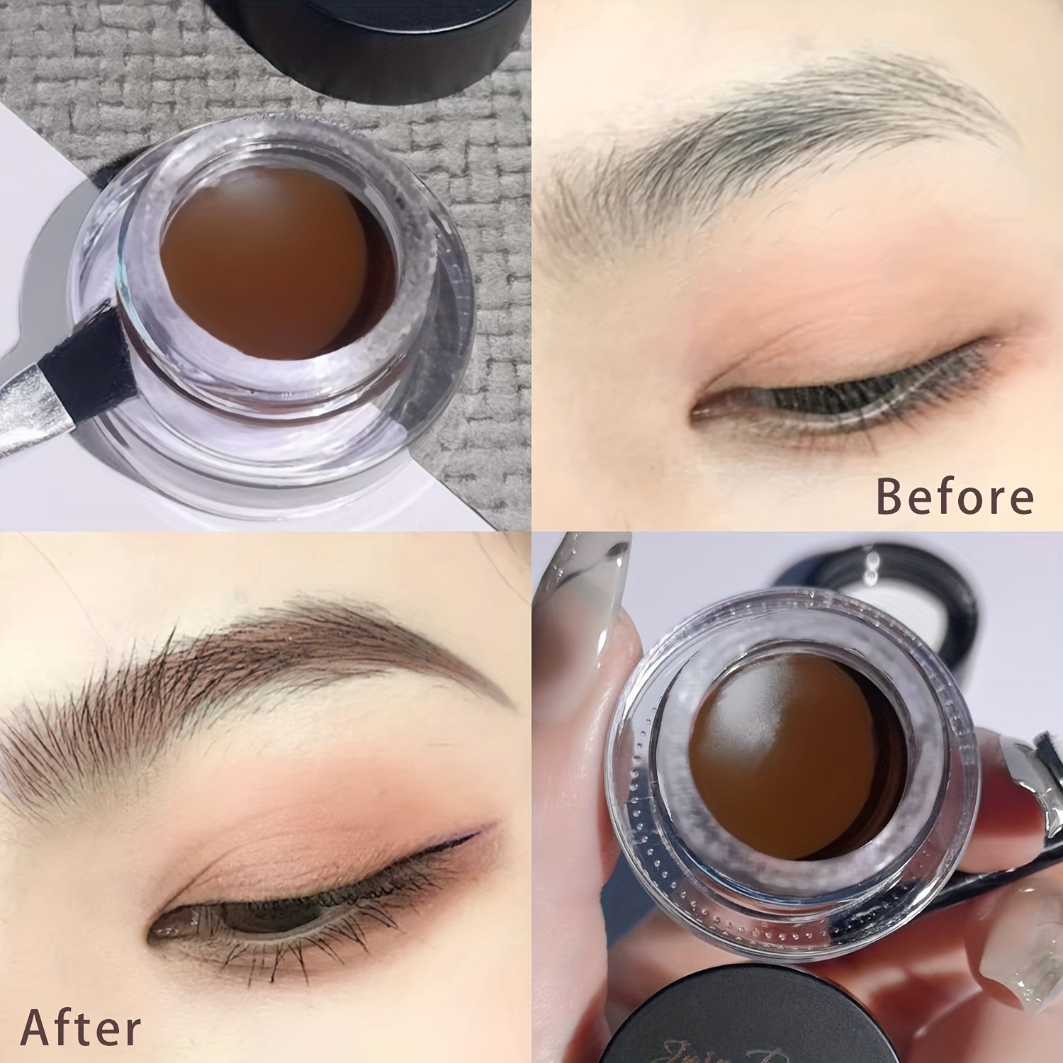 Eyebrow Styling Cream Set Waterproof Quick-Dry Gel with Brush 2 Colors