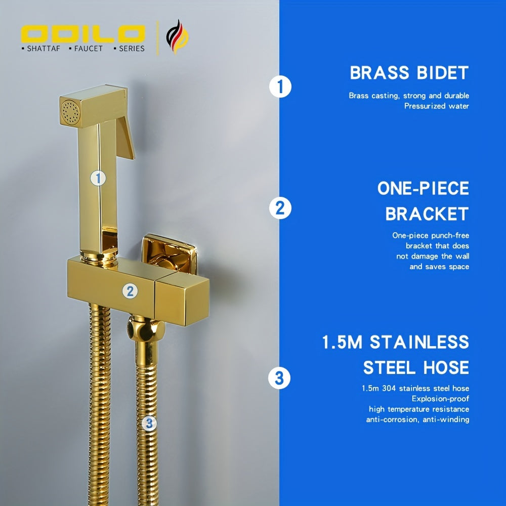 1-частный медный туалетный распылитель с интегрированной женской насадкой для смыва, в цвете розового золота.