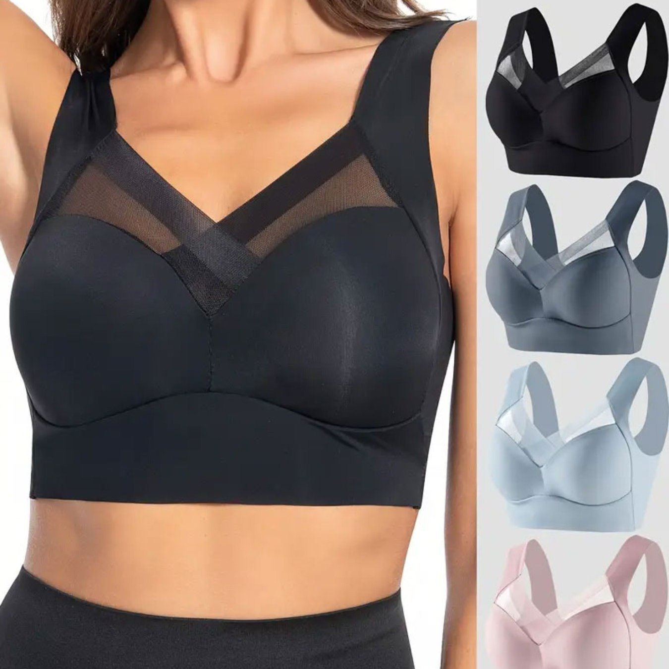 Plus Size Seamless Women’s Sports Bras with Breathable Mesh for Yoga Running