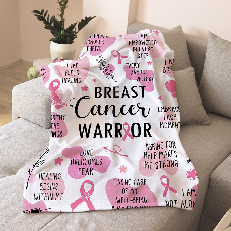 Pink Breast Cancer Awareness Throw Blanket for Survivors and Supporters All-Season Flannel Bedding