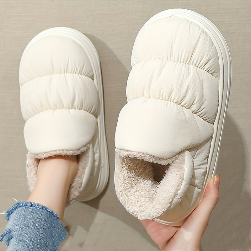 Женские и мужские тапочки-слипоны из плюшевого флиса, нескользящая EVA, для дома и улицы