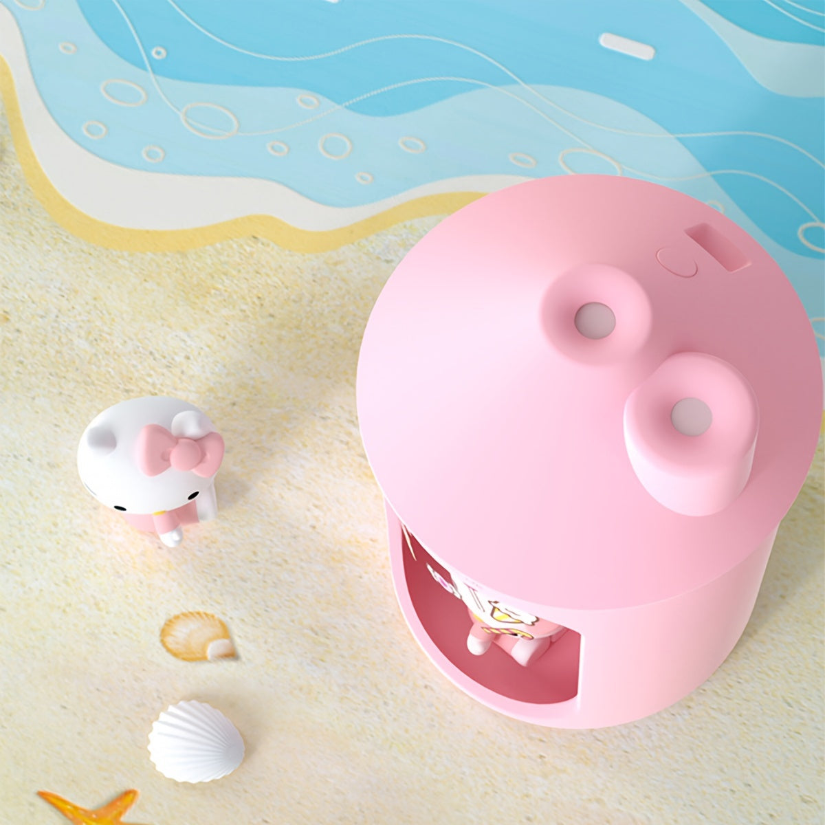 Humidificador de niebla fría con forma de casa para niños, con luz nocturna, 450 ml, azul