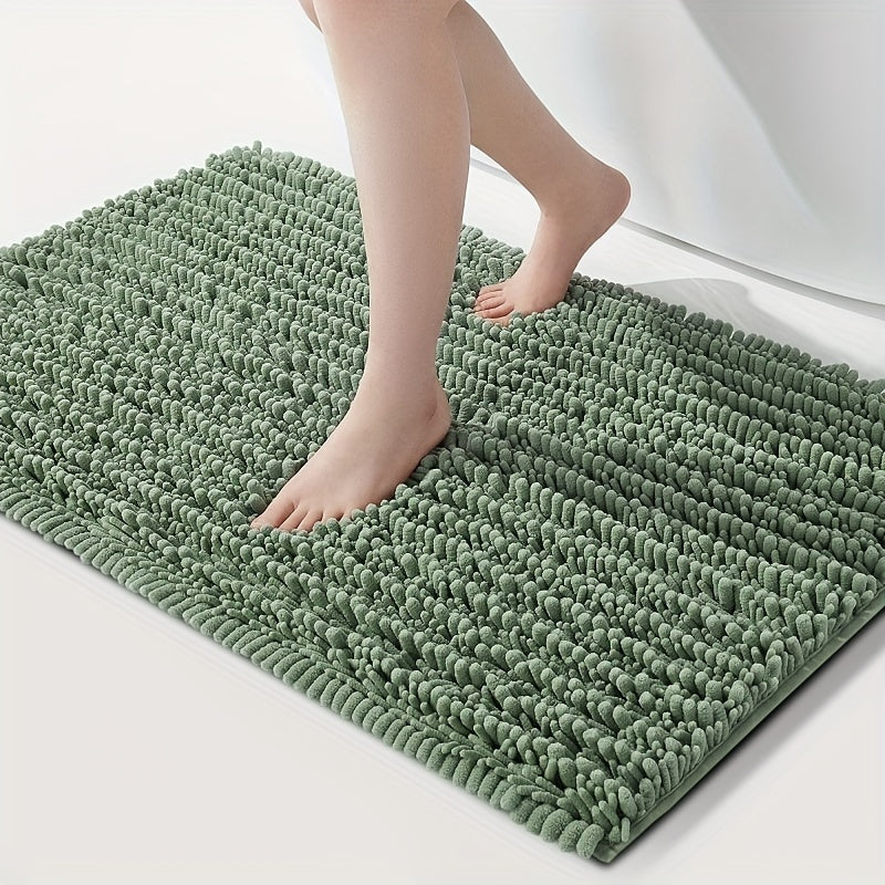 Thick Plush Bath Floor Mat Non-Slip Waterproof Dustproof for Bathroom Kitchen Living Room