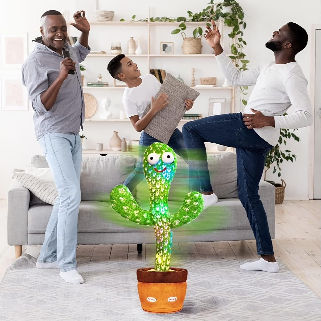 Electric Plush Toy for Kids Green and Multicolor Wiggling Singing Glowing Gift