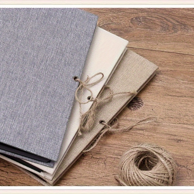 Refillable Linen Photo Album with 30 Sheets Black Pages for Weddings and Celebrations