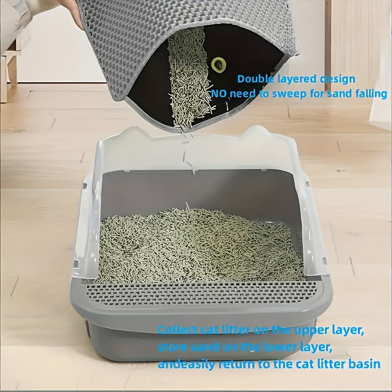 Double Layer Washable Cat Litter Mat with Anti-Splash EVA Technology for Scatter Control