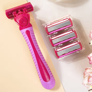 Razor manual para mujer con 3 cabezales de cuchilla acero inoxidable hipoalergénico cabeza de seguridad lavable