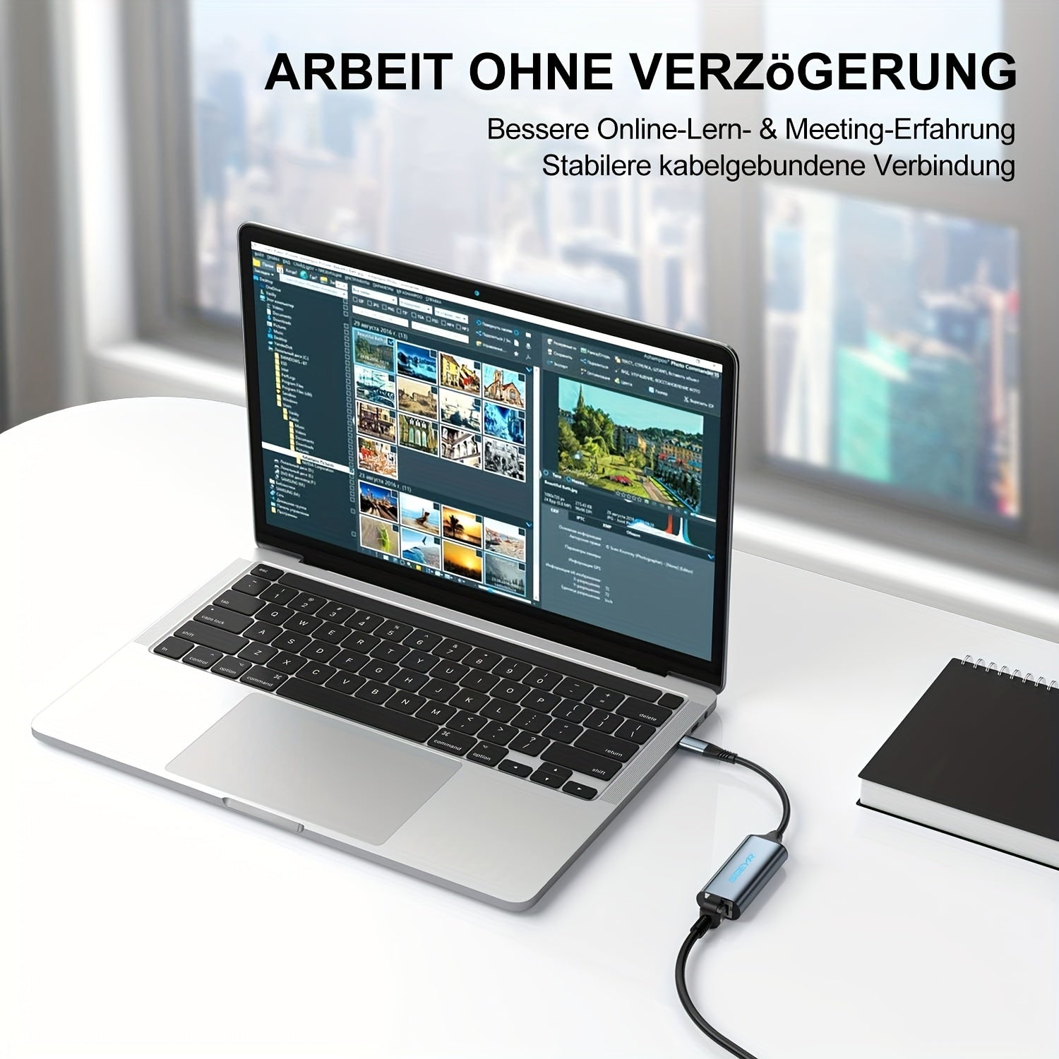 SGEYR USB Type C LAN адаптер для персонального компьютера с управлением приложениями и USB-соединением. Содержит электронные компоненты.