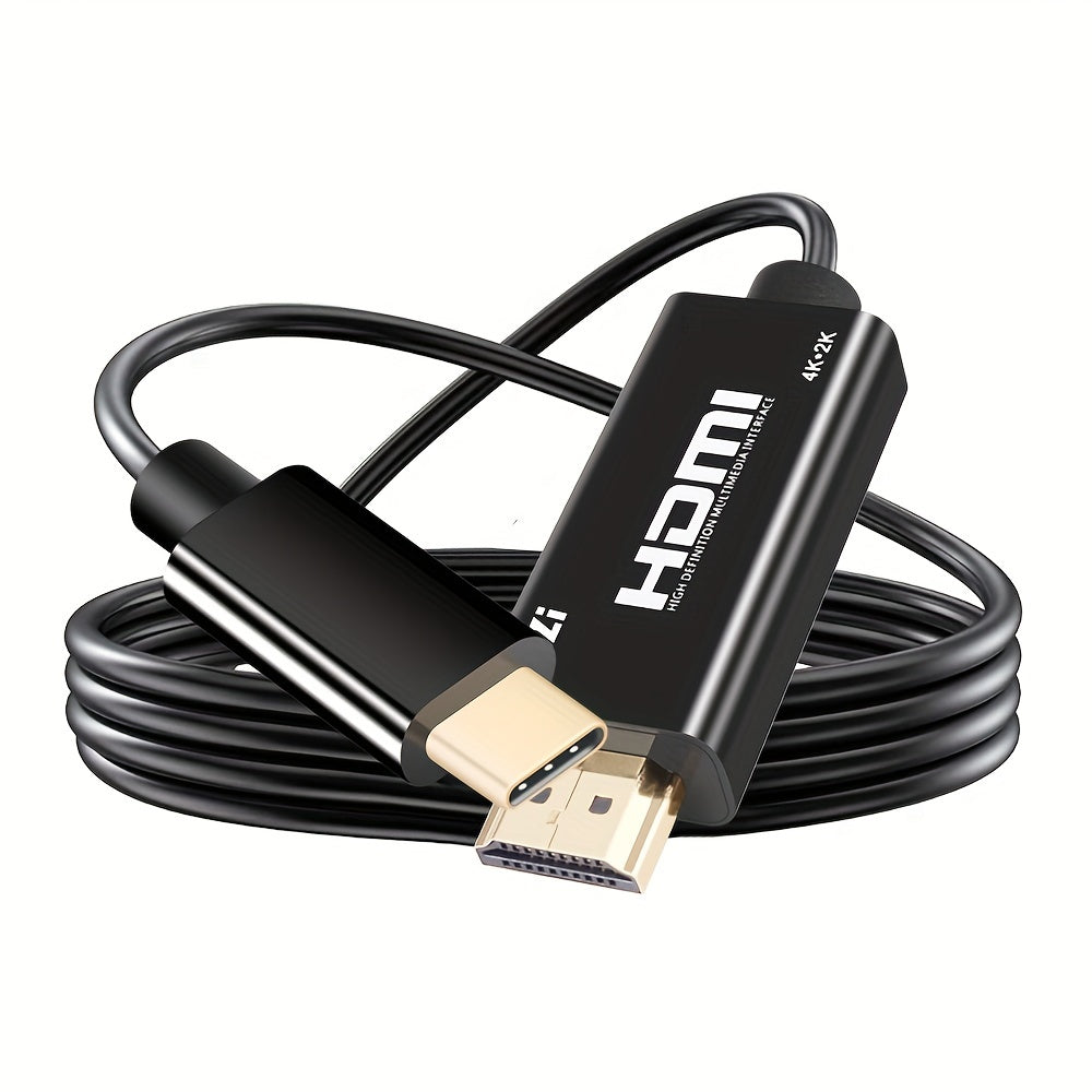 4K USB-C to HDMI Cable Thunderbolt 3/4 Compatible Flat Black for MacBook Pro iPad Pro Samsung Galaxy Surface Devices