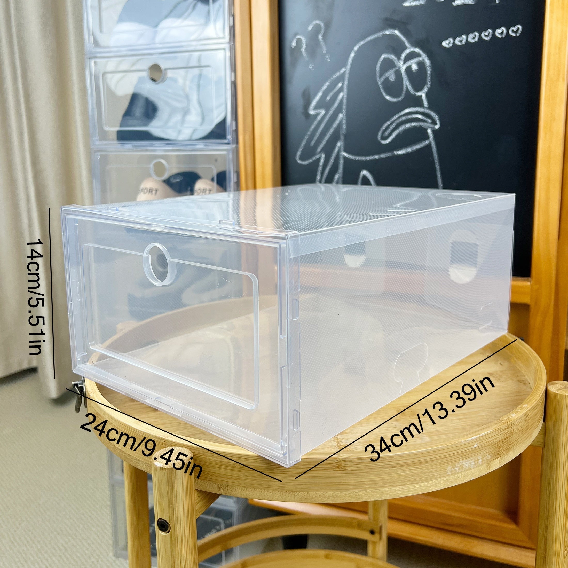 12 Pack Transparent Plastic Shoe Storage Boxes Stackable Organizer for Shoes Jewelry Watches