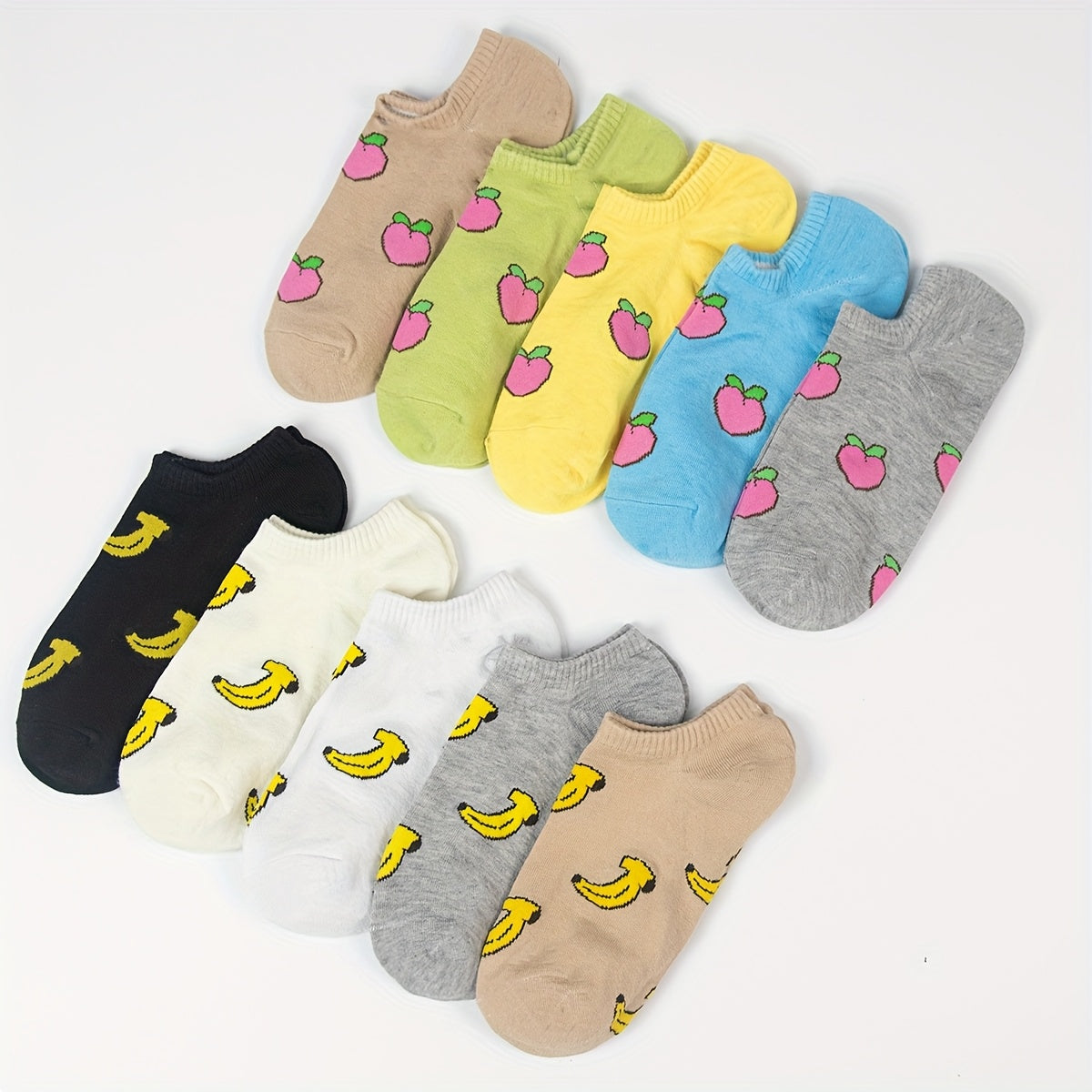 Knee-High Socks for Teens Avocado Burger Cartoon Pattern 10 or 20 Pairs All-Season