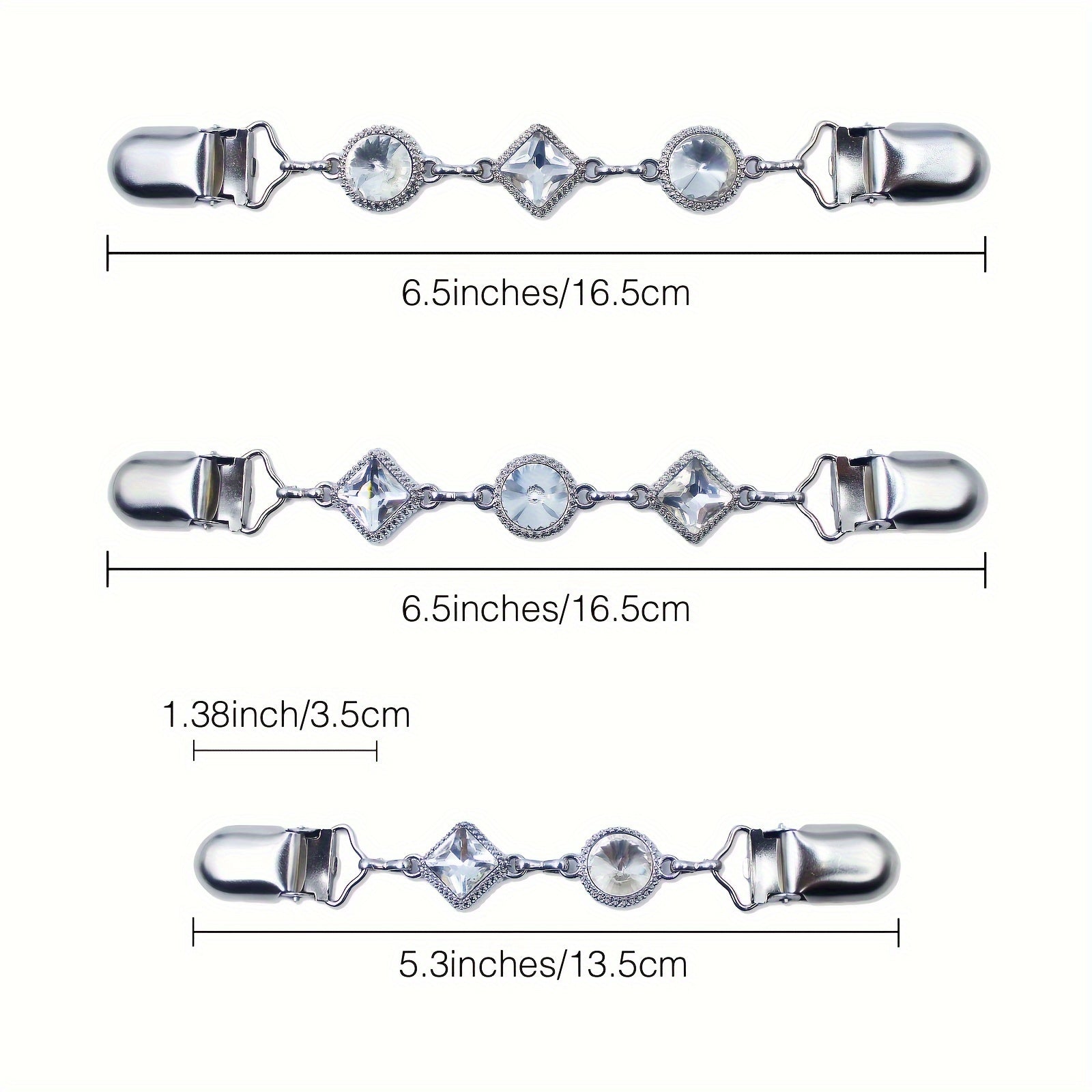 Набор из 3 винтажных и элегантных металлических зажимов для платья - зажимы с украшением из страз для женских свитеров, рубашек и шалей