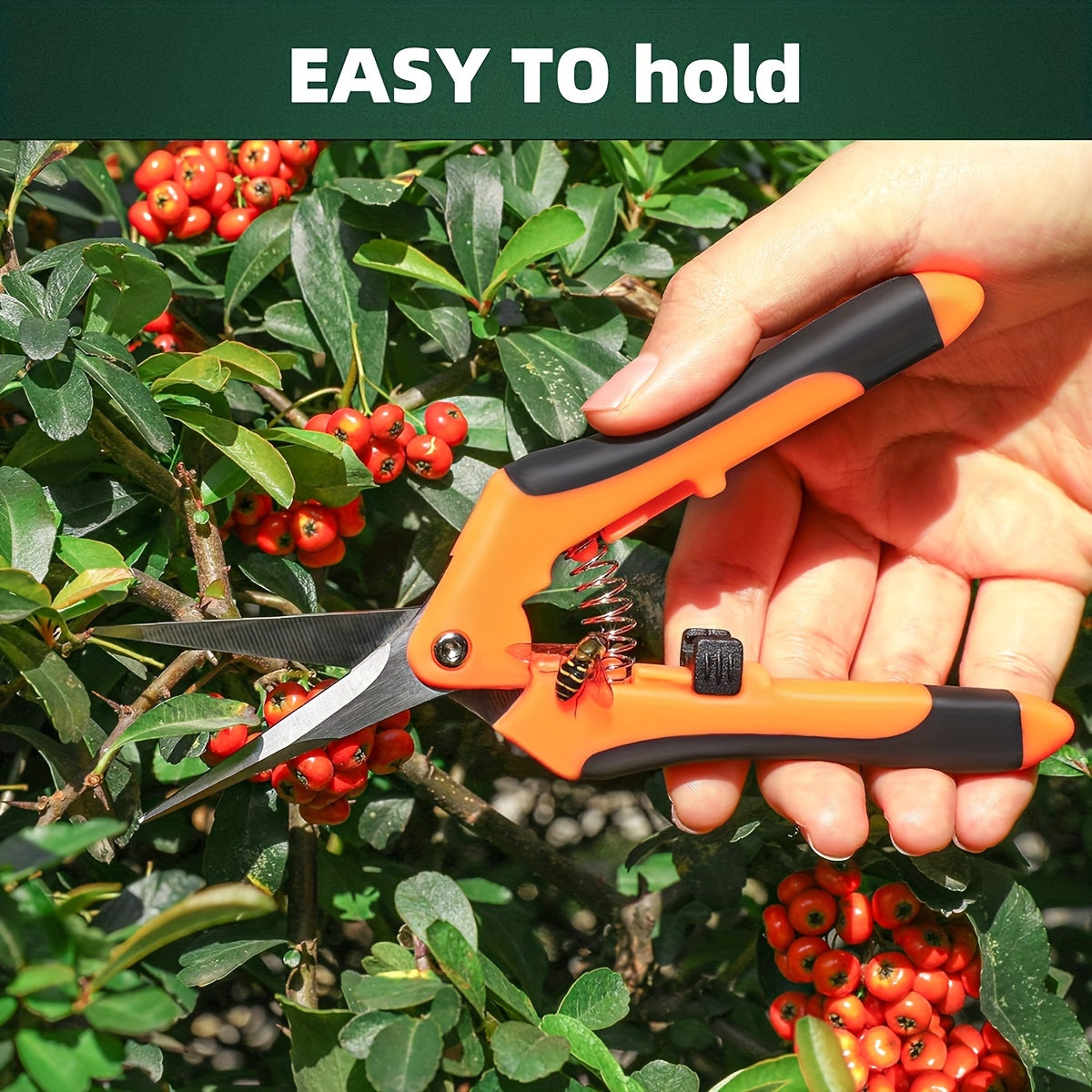 3-Piece Stainless Steel Garden Pruning Shears Set Non-Slip Handles High-Tension Springs Modern Blades