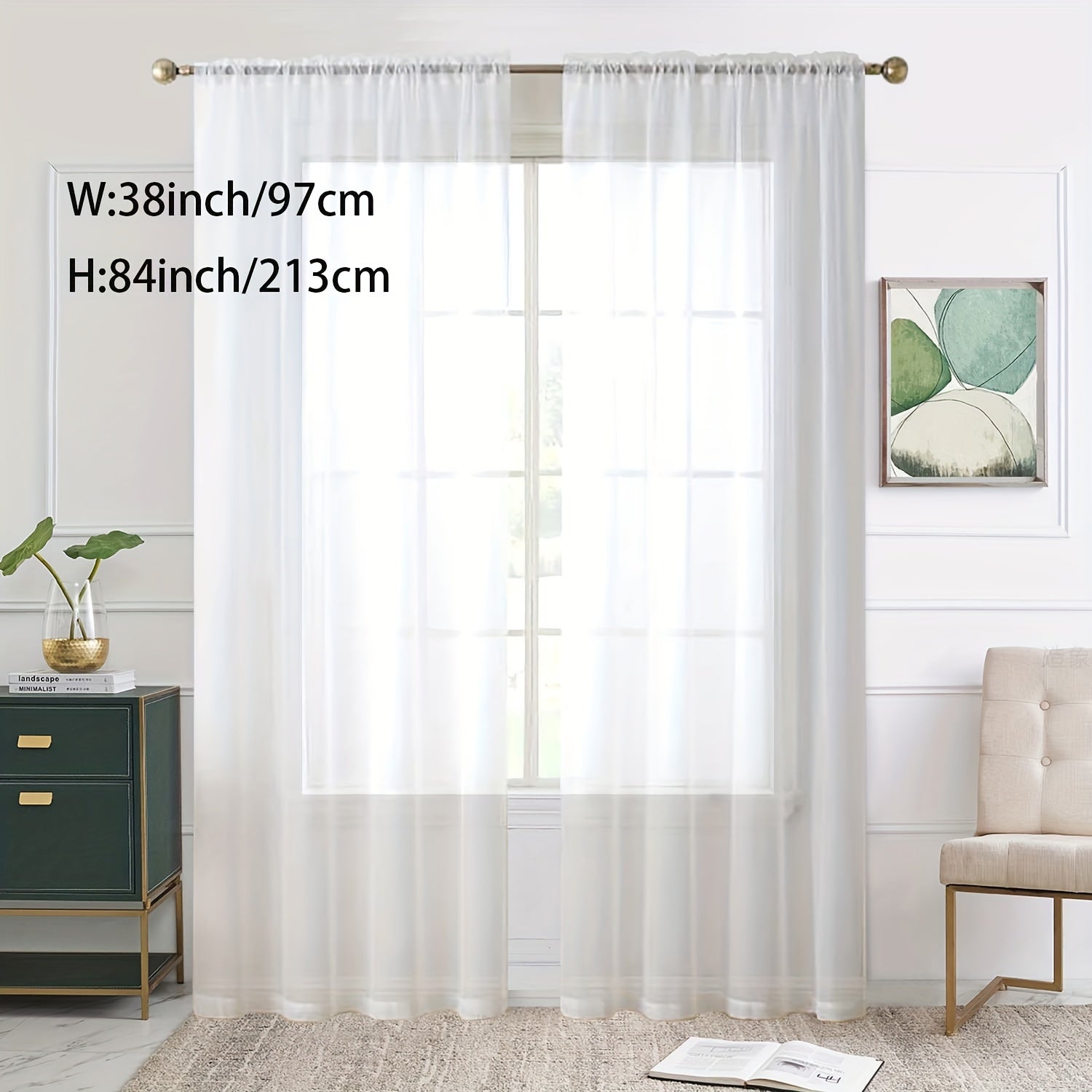 Sheer Curtain Single Panel Light Filtering Privacy Rod Pocket for Living Room Bedroom Kitchen